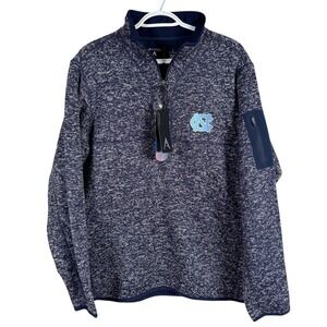 Antigua North Carolina Tar Heels 1/4 Zip Sweater Mens L Blue Heather Pullover